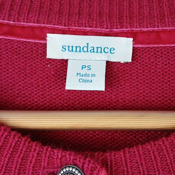 Sundance SZ PS Red Embroidered & Beaded Betty Cardigan Sweater Wool Blend - Picture 5 of 6